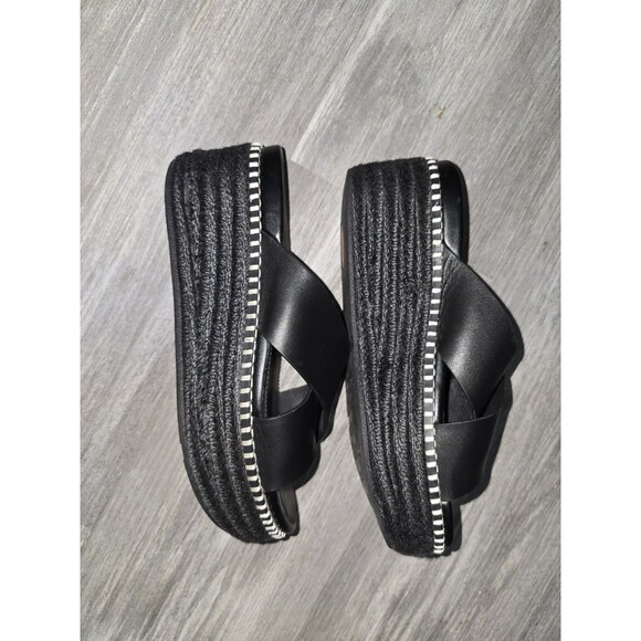 FitFlop Sandal Shoes Platform Boho Women 7 Black Leather Cross Strap Wobble Tec - Picture 1 of 16